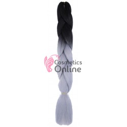 Coada de par afro impletita de 100 cm Premium 2 - Brunet cu Silver 100B12